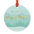 thumbnail image 1 of Metal Christmas Ornament, Will You Be My Maid of Honor?, Winter Wonderland Forest, Includes Ribbon and Gift Bag, 1 of 2