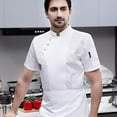 thumbnail image 4 of Chef Jacket Short Sleeve Cooking Coats Unisex Clothes Simple Chef Coat for Restaurant White 4XL, 4 of 8
