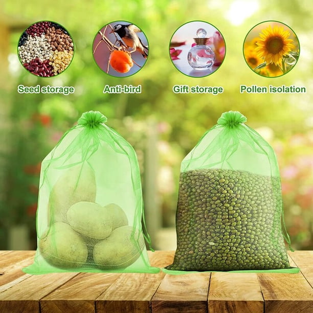 Bolsas De Protección Para Uvas Y Frutas - 50 Unidades, 30x40 Cm, Gasa Con Cordón | Reutilizables, Contra Insectos Y Pájaros