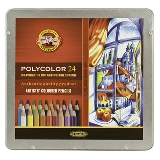 Koh-I-Noor Polycolor Artists' Colored Pencil Set in Wooden Box, 24-Pencils