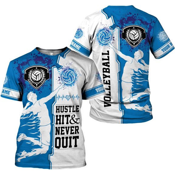 Personalized Name Volleyball Shirts 3D for Men and Women, Volleyball Shirt for Volleyball Lover, Unisex Tee Shirt (S)