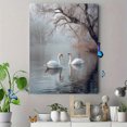 thumbnail image 4 of Misty Winter Lake Swans Canvas Print, Tranquil Nature Wall Art for Living Room Bedroom Dining Room Office Hallway Hotel Cafe Decor, 4 of 8