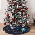 thumbnail image 5 of Lsque Space Print Christmas Tree Skirt, Tree Skirt with Ties or Velcro, Perfect for Holiday Decorations, Halloween, and New Year-36", 5 of 7