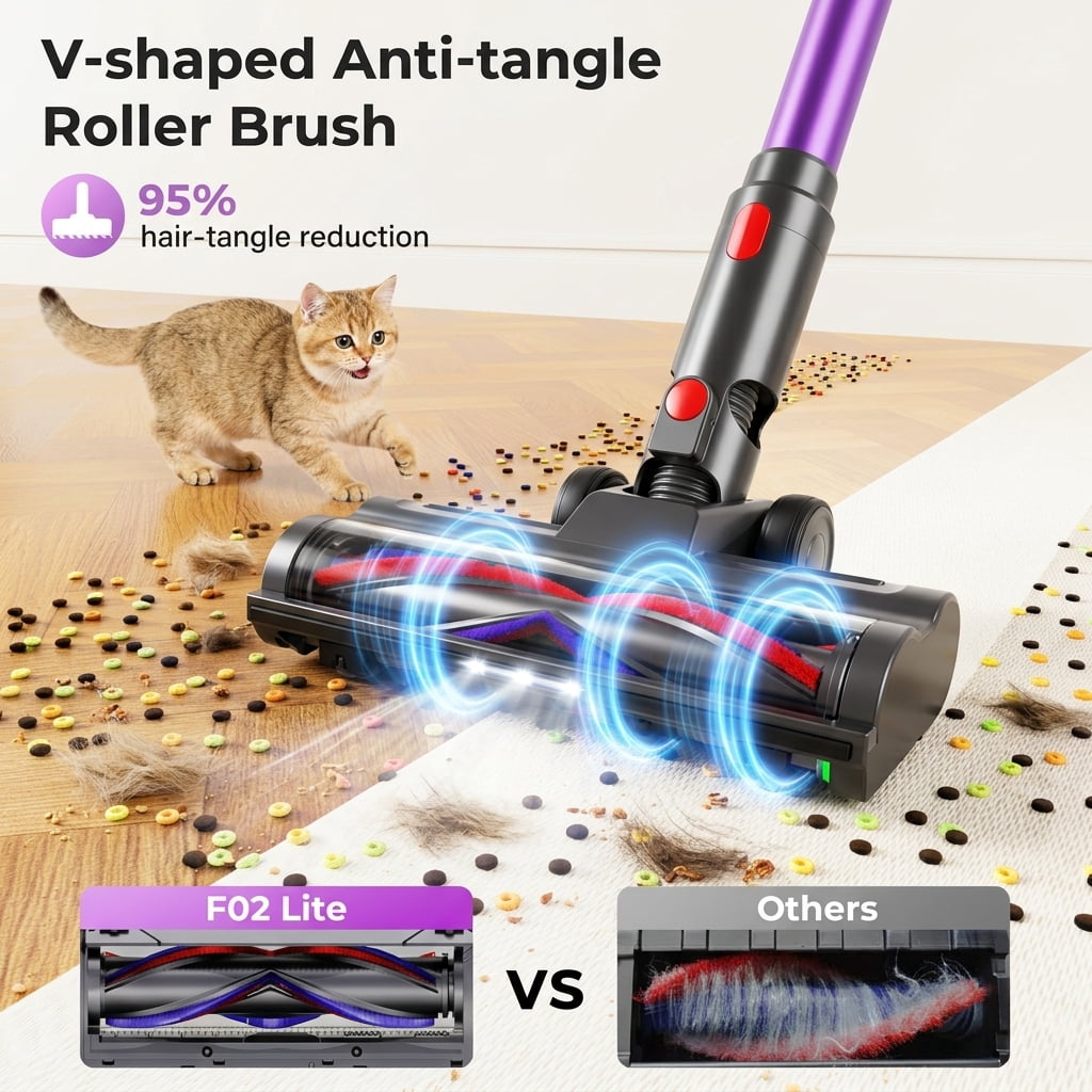 Cordless Vacuum Cleaner, 500W/45Kpa Vacuum Cleaners for Home, 50Mins Stick Vacuum with Anti-Tangle Brush, 3 in 1 Lightweight Wireless Vacuum Rechargeable for Floors Carpet Pet Hair