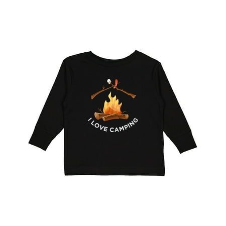 

Inktastic I Love Camping Campfire with Marshmallow and Hot Dog Gift Toddler Boy or Toddler Girl Long Sleeve T-Shirt