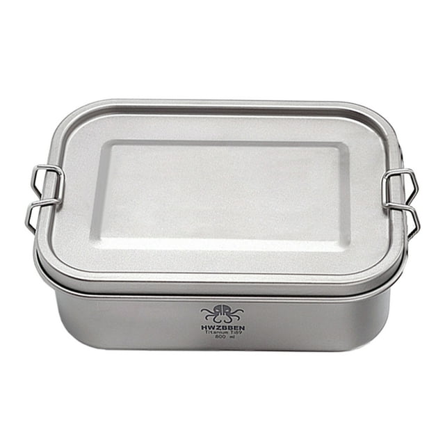 Camping Lunch Box Titanium Alloy Lunch Box Outdoor 800ml Lunch Box Rectangular Food Storage Container