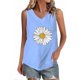 thumbnail image 2 of Fiudx Ropa de Mujer Camiseta con Botones y Cuello Redondo de Manga Corta con Estampado Pequeño Informal y de Lino para Mujer, 2 of 4