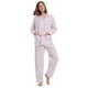 thumbnail image 1 of Apparonia Conjuntos de Pijama para Mujer Ropa de Dormir de Algodón Camisa de Manga Larga con Botones Al Frente y Pantalón Ropa de Dormir Cuello con Solapa Pjs Conjuntos de Descanso Rayas Rosas M, 1 of 5