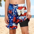 thumbnail image 2 of Odeerbi Boys Independence Day Swim Pantalones Patriotic Beach 2-In-1 Compression Liner Board Shorts Con Bolsillos, 2 of 9