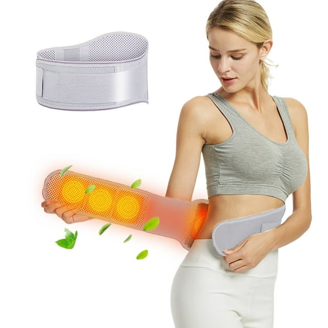 LSLJS Lumbar Support Back Brace Self-Heating Magnetic Waist Belt, Self Heating Warmth Support Belt Breathable Waist Lumbar Lower Back, with 4 Support Steel Bar (Gray), Waist Belt