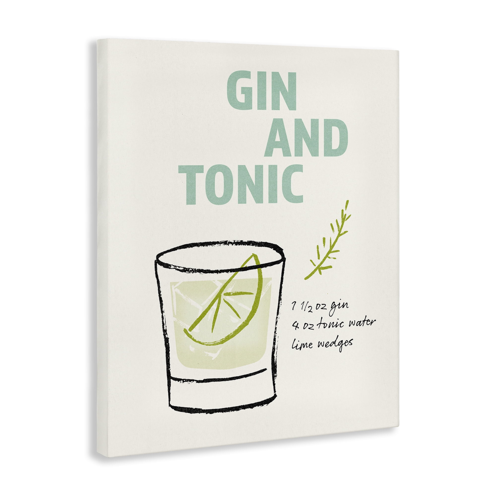 Stupell Industries Gin & Tonic Recipe Food & Beverage Painting Gallery Wrapped Canvas Art Print Wall Art, 24 x 30