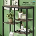 thumbnail image 6 of 6-Tier Industrial Bookshelf, 69" Tall Staggered Shelf with 400LB Capacity, Rustic Brown & Black Metal Bookcase, Adjustable Leveling Feet, 31.5" Wide Storage for Living Room, Office, 6 of 6