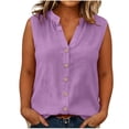 thumbnail image 2 of Otntypg Plus Size Womens Sleeveless Button Down Shirts Cotton Linen Tank Tops Lightweight Dressy Casual V Neck Loose Oversized Blouses Business Work Tops, 2 of 6