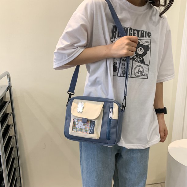 Bolso de hombro de moda Bolsos cruzados de lona para mujer Casual para ir de compras (Azul) Sywqhk Para Estrenar