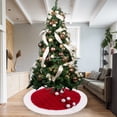 thumbnail image 5 of Christmas Red Tree Skirt - White Faux Fur and Red Knitted Design Large Xmas Tree Rug Christmas Decorations Indoor Christmas Tree Ornaments, 5 of 5