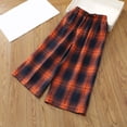 thumbnail image 5 of Huowey Child Toddler Girls Classic Plaid Pants Wide Leg Casual Baggy Elastic High Waisted Sportswear Trousers Spring Summer Fashionable Cozy Beach Sweatpants Stylish Streetwear,Orange,7-8 Years, 5 of 6