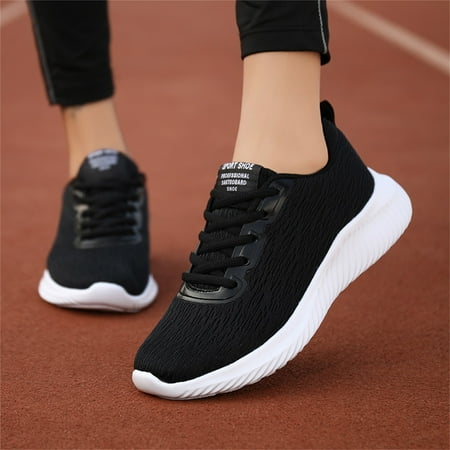 

Cathalem Fashion Summer And Autumn Women Flying Woven Mesh Lace Up Solid Color Lightweight Casual Womens Sneaker Size 8 Black 8.5