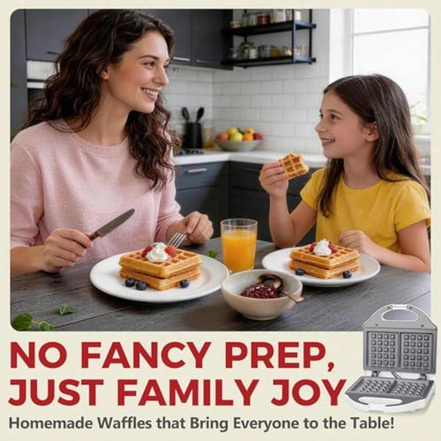 Ceramic Mini Waffle Maker 2 Slices Belgian Waffle Maker Waflera Electrica Double Small Waffle Maker Making 2 × 4" Waffles with PFAS-Free Ceramic Coated Non-Stick Cooking Plates White