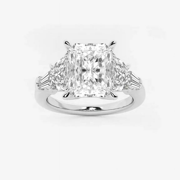 Zoya Jewel 2.3 Ct Radiant Cut Diamond Engagement Ring – Lab Created Solitaire with Side Accents – 14K White Gold Plated – Birthday or Wedding Jewelry for Women