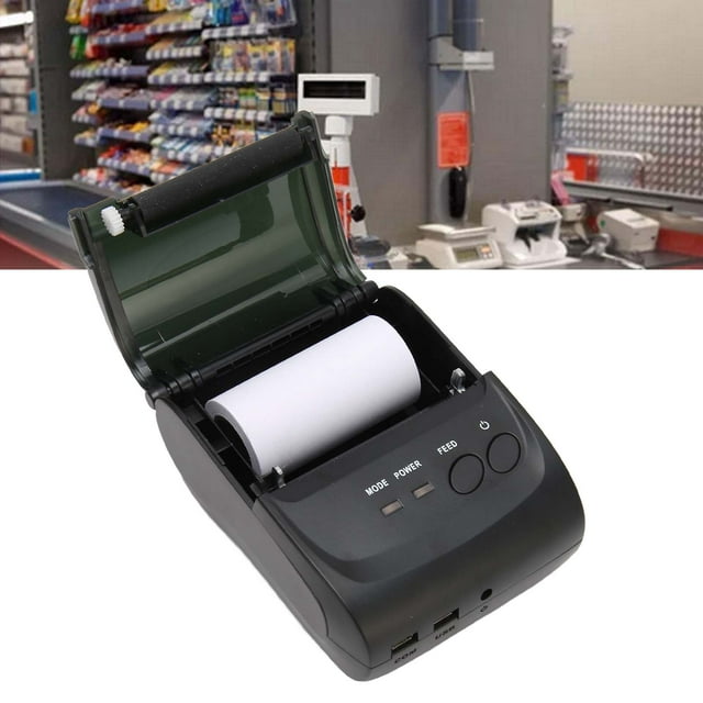 Receipt Printer, 58MM POS Label Printer, Rechargeable Portable Personal Bill Printer, 90mm s 100km TPH 203DPI USB Printer for Office Logistics
