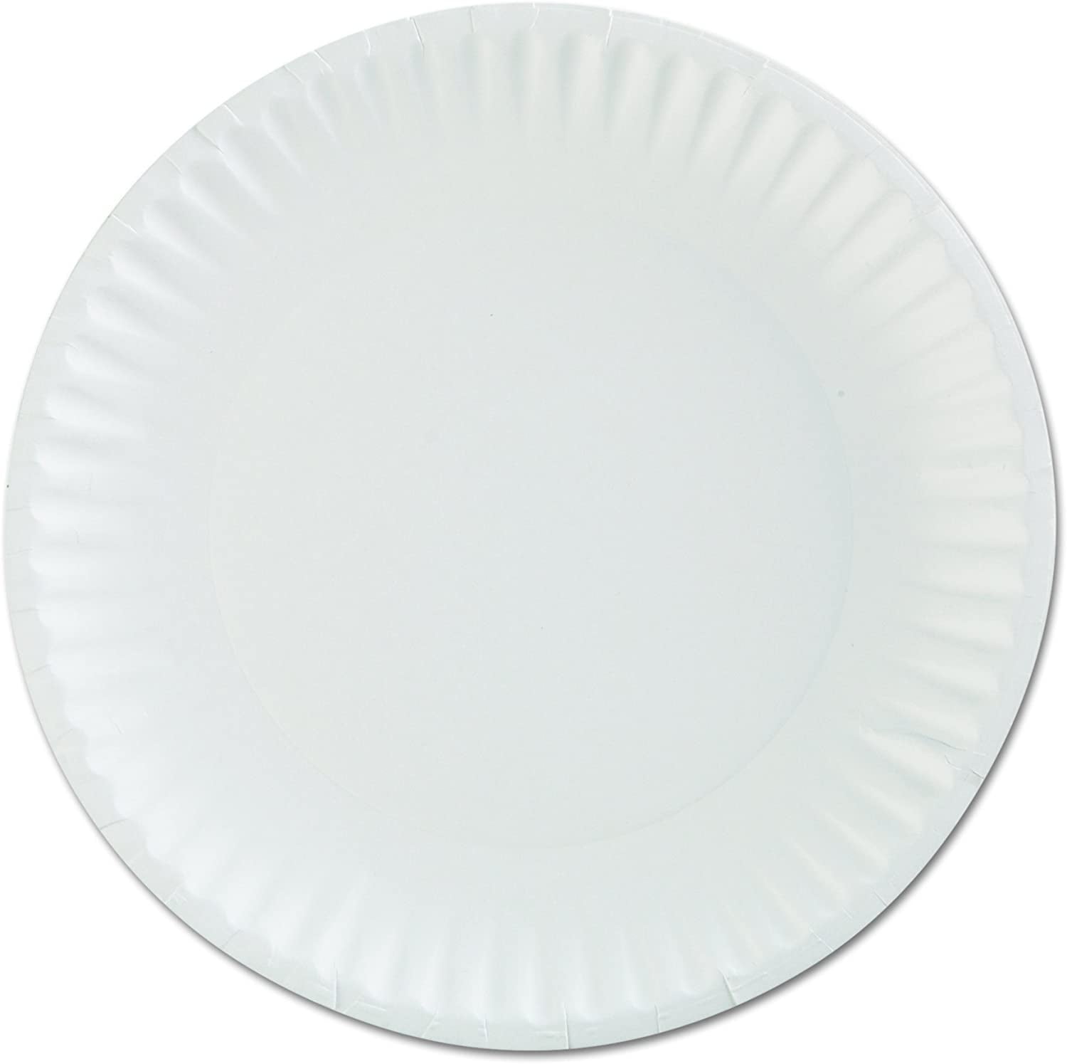 AJM Packaging CP9GOEWH Gold Label Coated Paper Plates, 9-Inch dia, White, 100/Pack, 10 Packs/Carton
