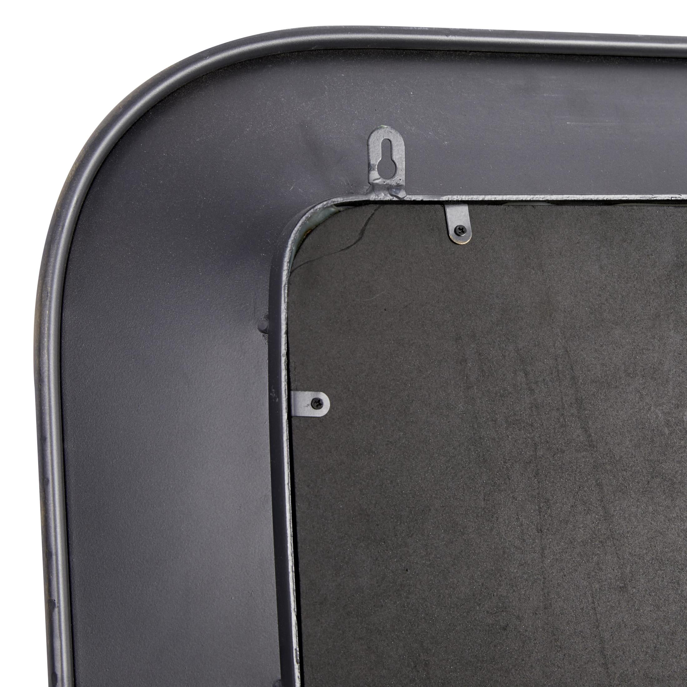 DecMode 25" x 70" Black Concaved Wall Mirror with Gold Detailing