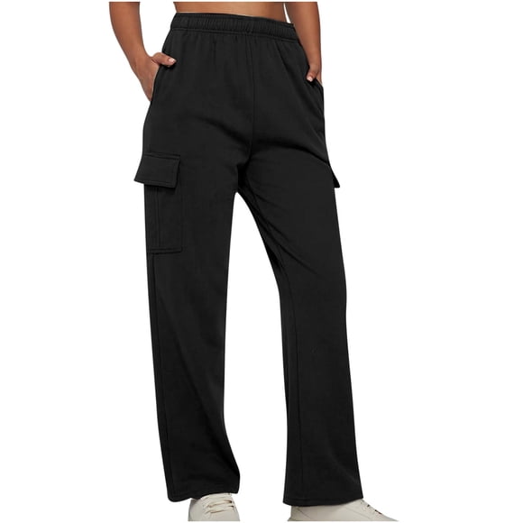 Yuyuzo Cargo Pants Women High Waisted Elastic Wide Straight Leg Loose Casual Hiking Workout Trackpants with Multi Pockets