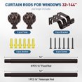 thumbnail image 7 of Bronze Curtain Rods for Windows 48 to 144 inches, Adjustable Length Curtain Rod with Metal Finials, 1 inch Diameter Heavy Duty Drapery Rod for Modern Decor Bedroom Kitchen Living Room, 7 of 7