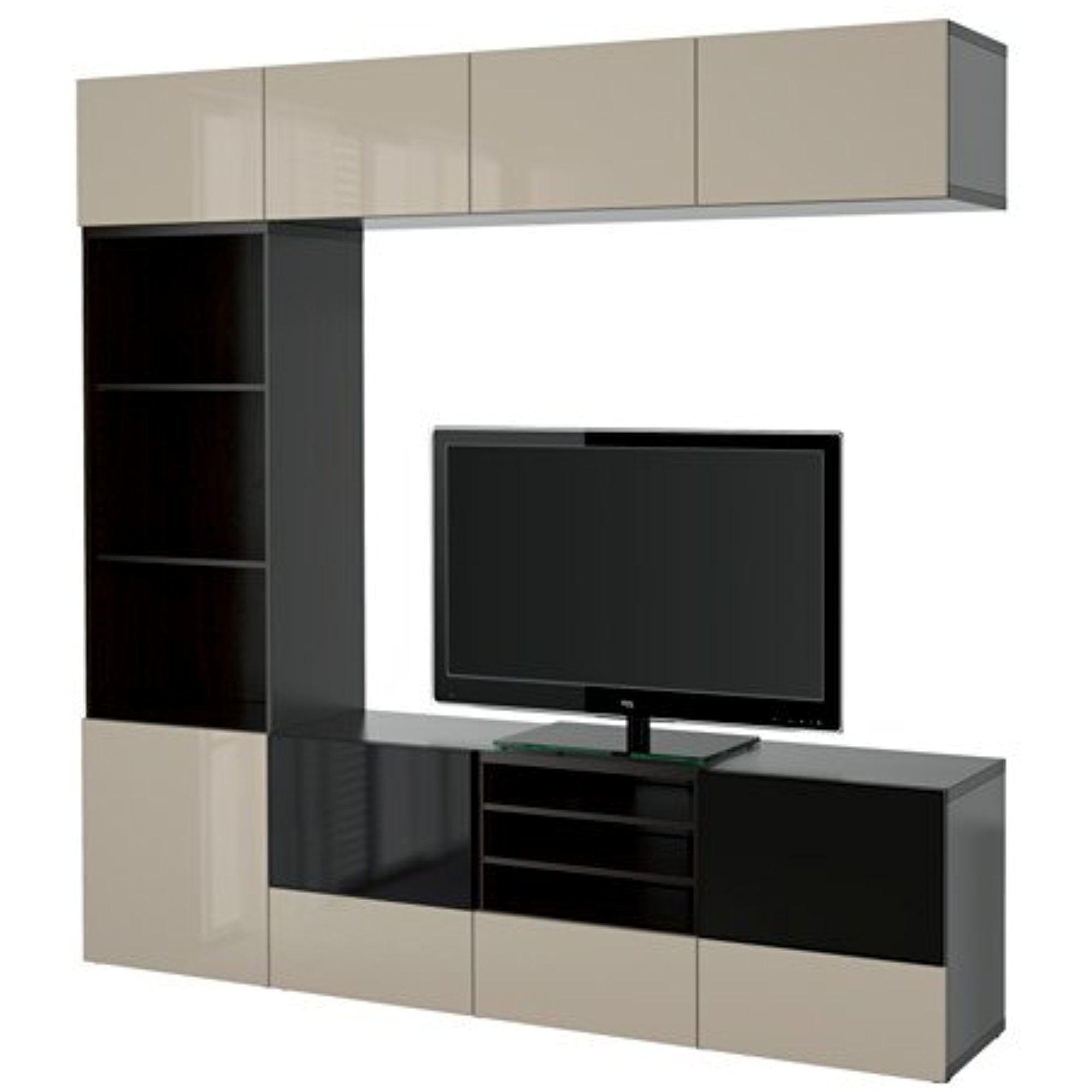 Ikea TV storage combination with drawers and glass doors