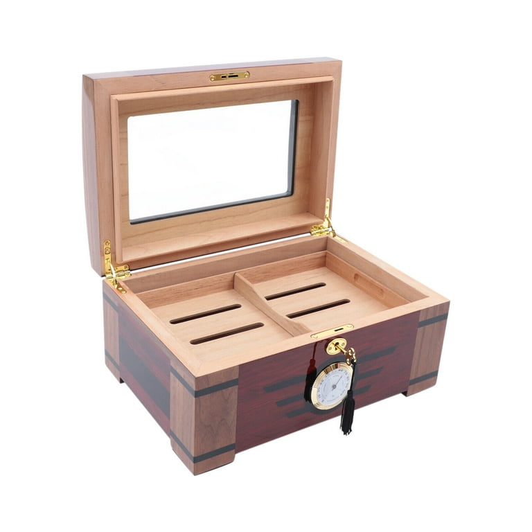 Wood Cigar Box with Gold Latch - Large