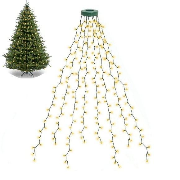 Luces para árbol de Navidad BOLWEO 280LED, 8 modos, blanco cálido