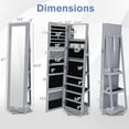 thumbnail image 4 of LOKO 360° Rotating Jewelry Armoire, Freestanding Jewelry Cabinet with Inside Makeup Mirror, 2-in-1 Lockable Jewelry Organizer w/Full-Length Mirror for Women (Gray), 4 of 7