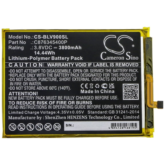 3800mAh C876345400P Battery for BLU V0450UU V9 G8 G0170