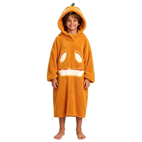 OJSFQUFP Halloween Pumpkin Long Sleeve Pajamas Boys & Girls Loose Fit Pumpkin Themed Loungewear Jumpsuit (0-5Y)