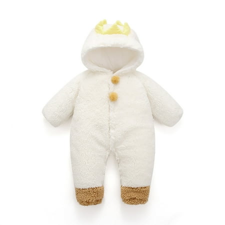 HUANBAI Baby Winter Feet Warm Baby Outing Clothes Newborn Clothes Autumn Winter Clothes Thick Padded Clothes Girl Jumpsuit