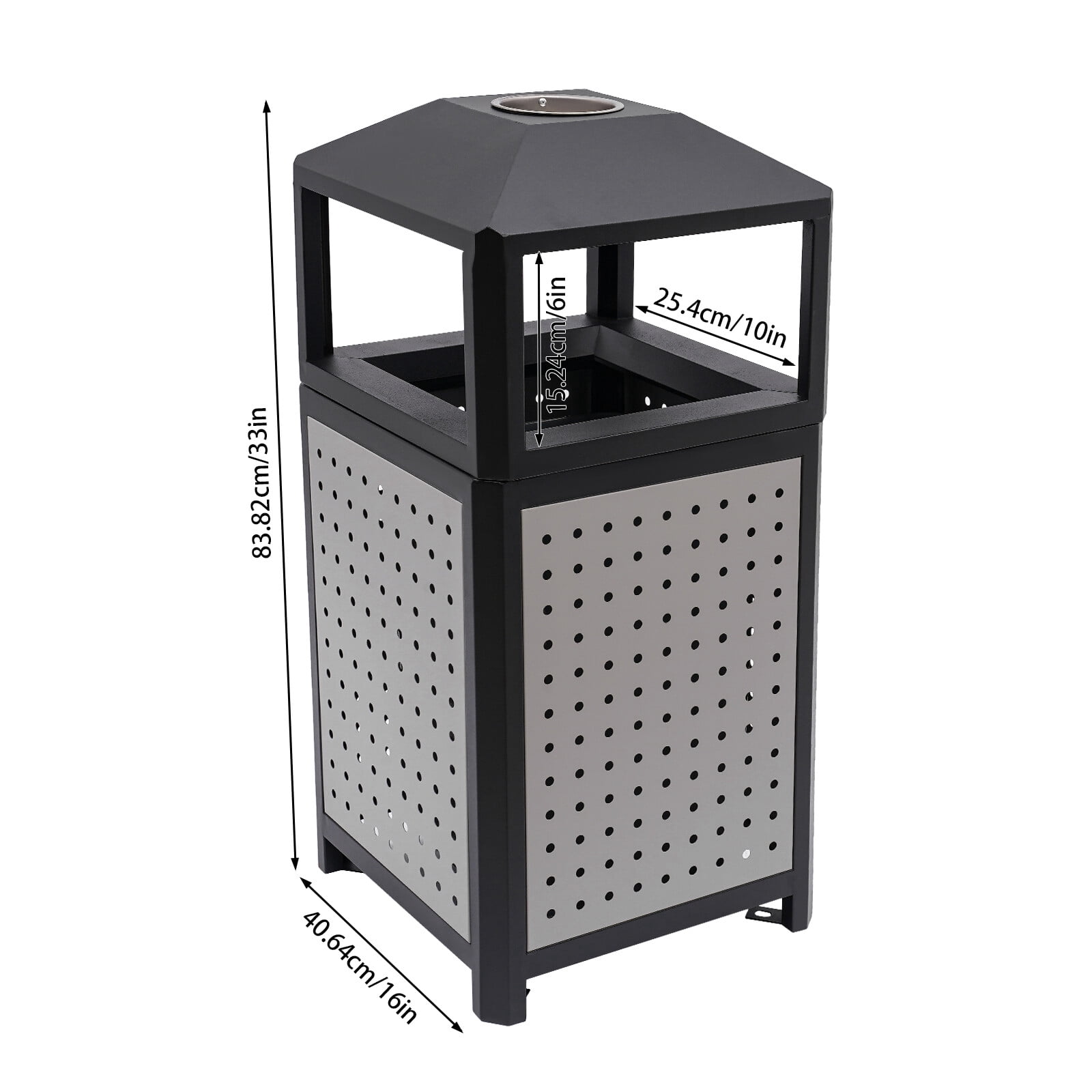 Commercial Waste Container Outdoor Trash Can Garbage Enclosure Build-in Ashtray Gray for Conference Rooms