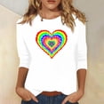 thumbnail image 1 of Qertyioot Cadeau de la Saint-Valentin! Mode Féminine Manches Trois-Quarts Col Rond Rétro Imprimé de Noël Haut Ample Blouse Manches Trois-Quarts, 1 of 4