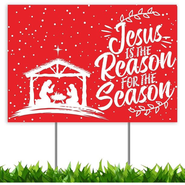 JESUS IS THE REASON FOR THE SEASON Yard Sign & Stake outdoor plastic 