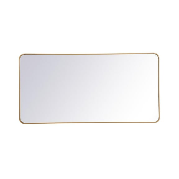 Elegant Decor Soft corner metal rectangular mirror 30x60 inch in Brass