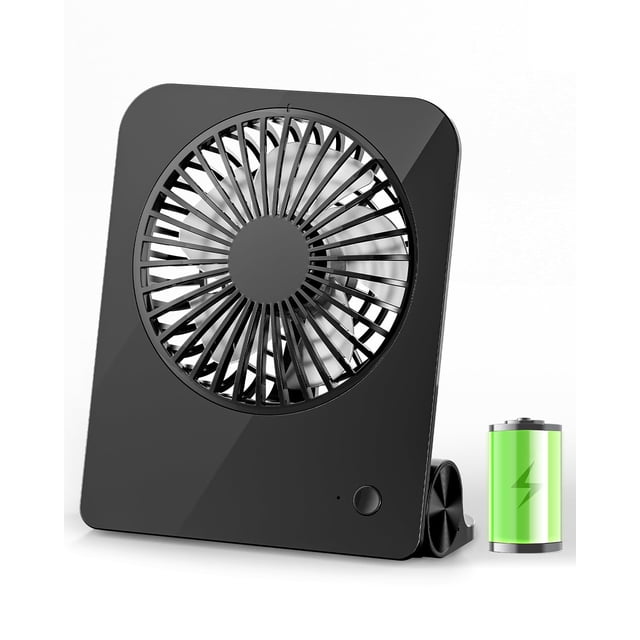 Ventilador de escritorio TriPole, pequeño ventilador portátil, ventilador de batería recargable de 2000 mAh, mini ventilador de viaje ultra silencioso de 4,5 pulgadas con inclinación de 180°, plegable
