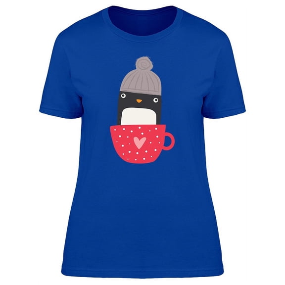 Cute Penguin In A Pink Cup T-Shirt Women -Image by Shutterstock, Female Small
