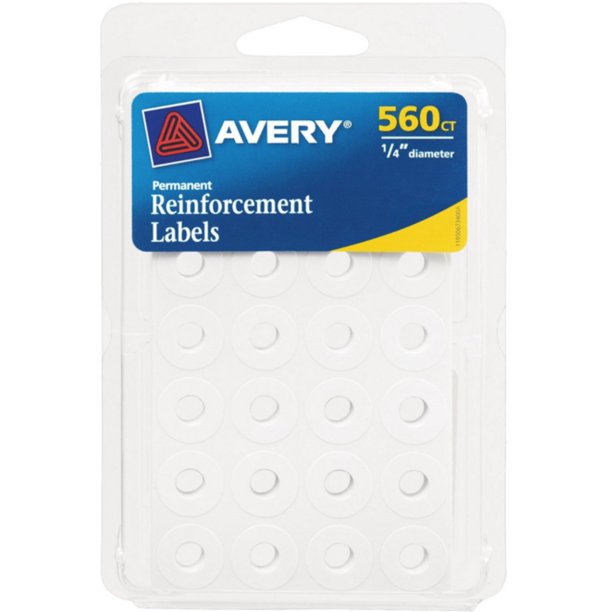 Avery Self-Adhesive Reinforcement Labels, 0.25 Inches, Round, White 560 ea (Pack of 3) - Walmart ...