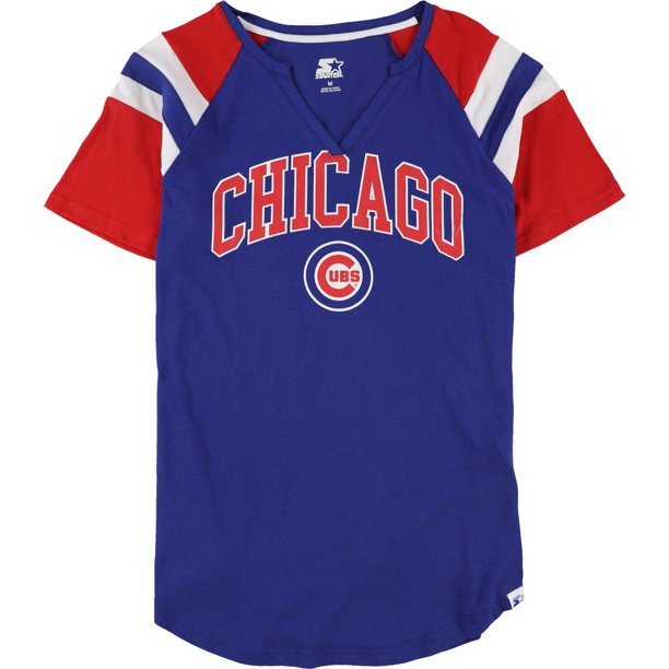STARTER Camiseta gráfica para mujer Chicago Cubs, azul, mediana