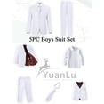 thumbnail image 2 of Traje clásico de 5 piezas, ajustado, para niños grandes, esmoquin para niños pequeños, trajes para niños y jóvenes portadores de anillos, disfraz blanco para invitados de boda, talla 20, 2 of 6
