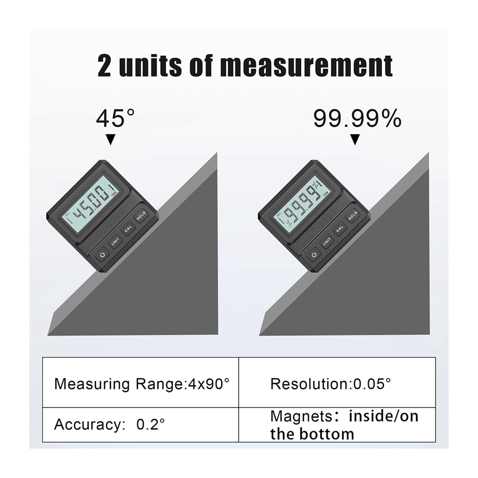 Digital Protractor 4*90° Angle Finder Gauge with Magnetic Base Electronic Inclinometer ,Water-Proof & Dust Resistant