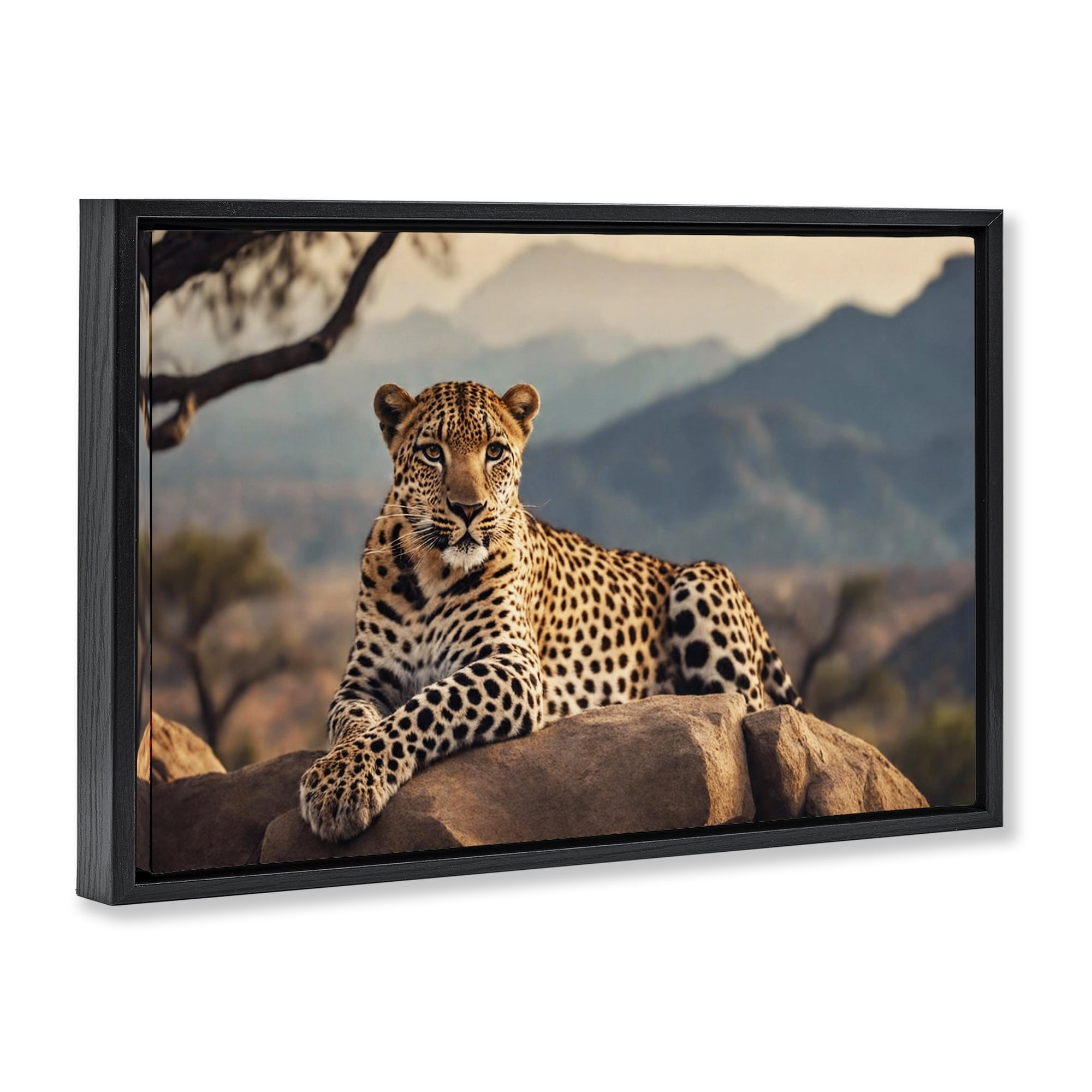 Stupell Industries Intense Watching Cheetah Animals Photography Black Floater Framed Canvas Art Print Wall Art, 31 x 21
