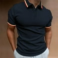 thumbnail image 2 of Quinlirra Shirts for men cotton Men's Casual T-shirt Solid Color Turndown Collar Short Sleeve Tops Blouse, 2 of 5