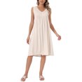 thumbnail image 2 of INSPIRE CHIC Pleated Dress for Women's Summer Casual 2025 Sleeveless Midi Swing Tank Sundress V Neck Dresses XL Beige, 2 of 6