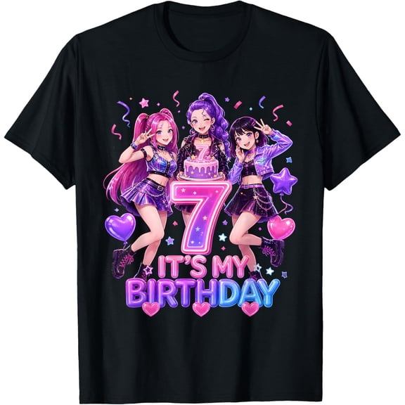 Kids It's My 7th K Pop Birthday Girl 7 Year Old K-Pop Bday T-Shirt