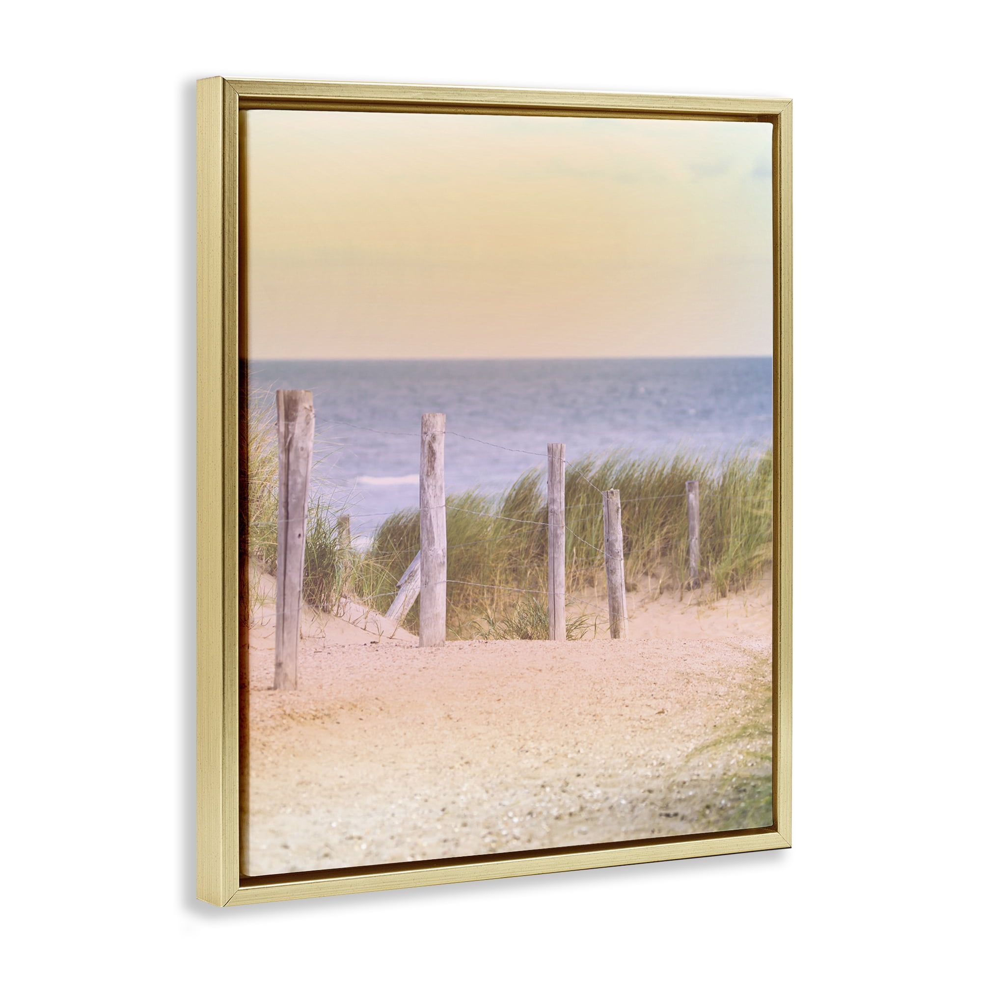 Stupell Industries Carefree Beach Vacation Gold Framed Floater Canvas Wall Art, design by Marcus Prime